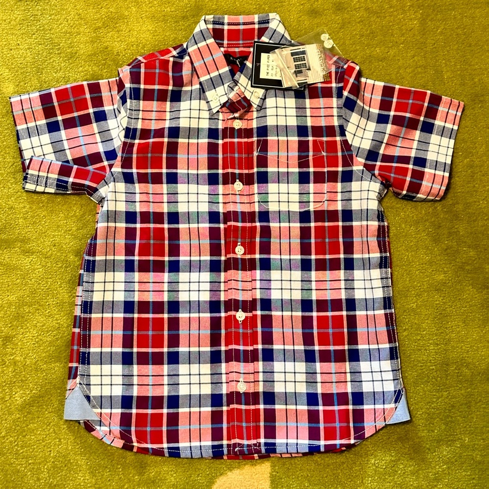New E. Land Red Plaid “The Pied Piper” Button Down Shirt